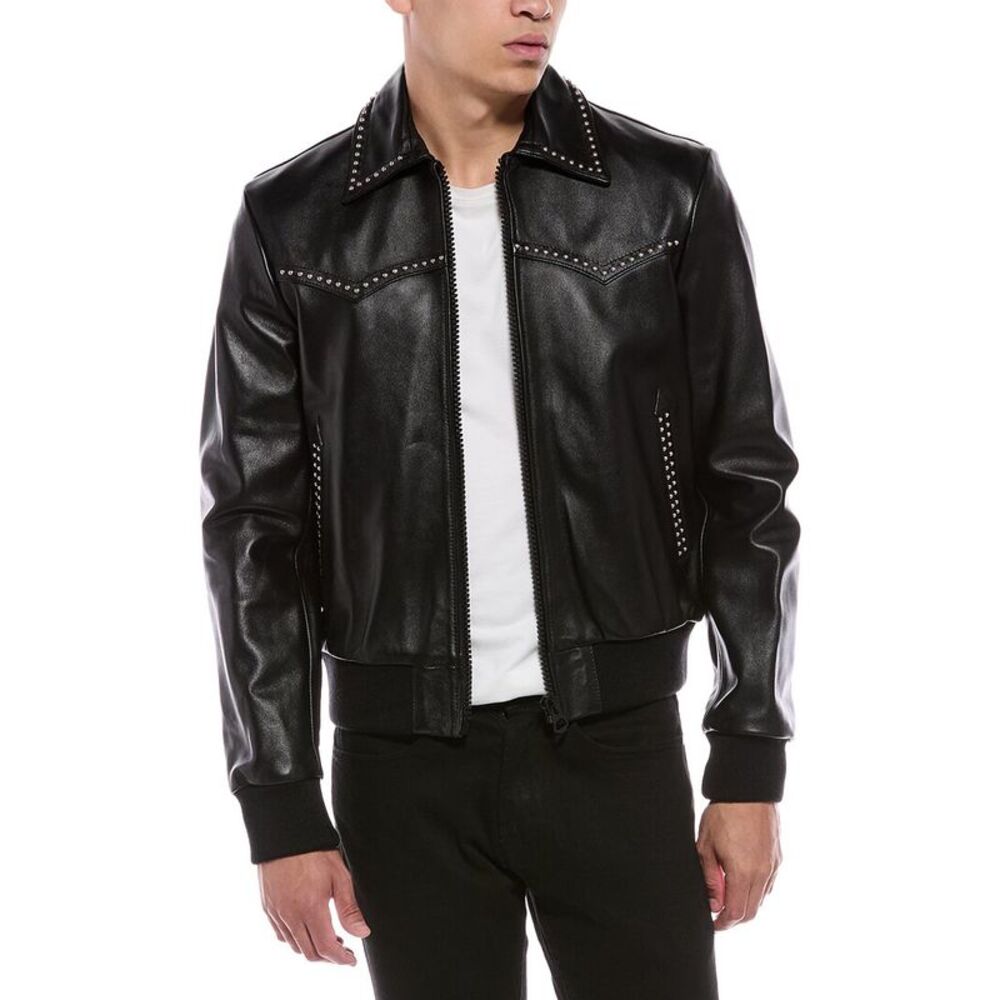 Blk Dnm Mens  Leather Jacket, Black